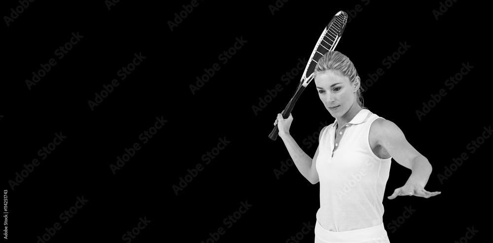 Athlete playing tennis with a racket 