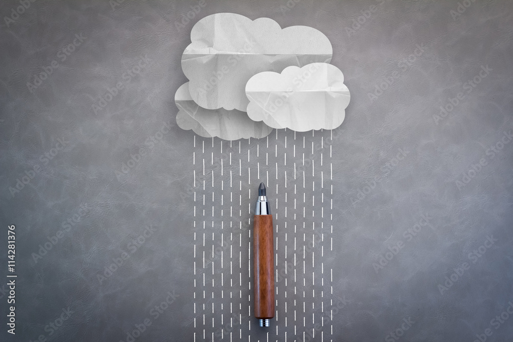 raining on wooden pencil creativity ideas concept