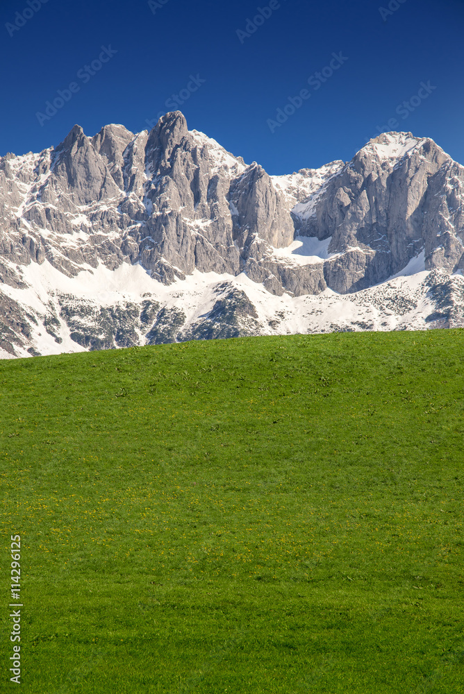 Alpine scenery in spring, Wilder Kaiser, Kitzbühel, Tyrol, Austria