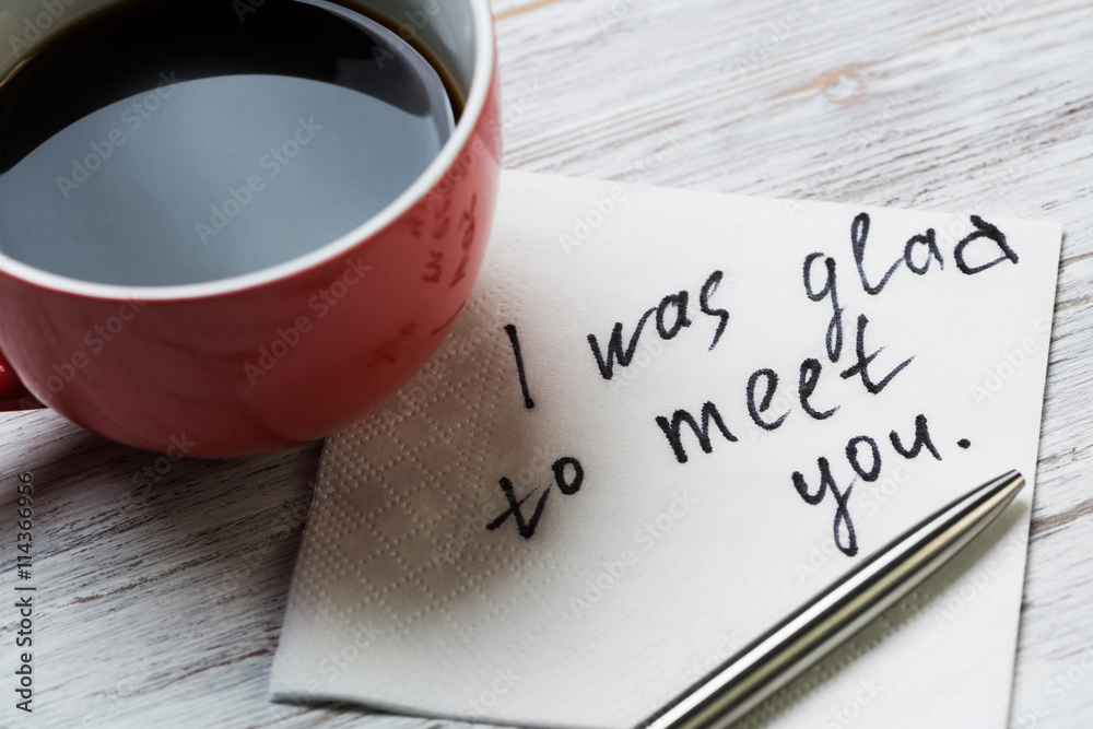 Romantic message written on napkin