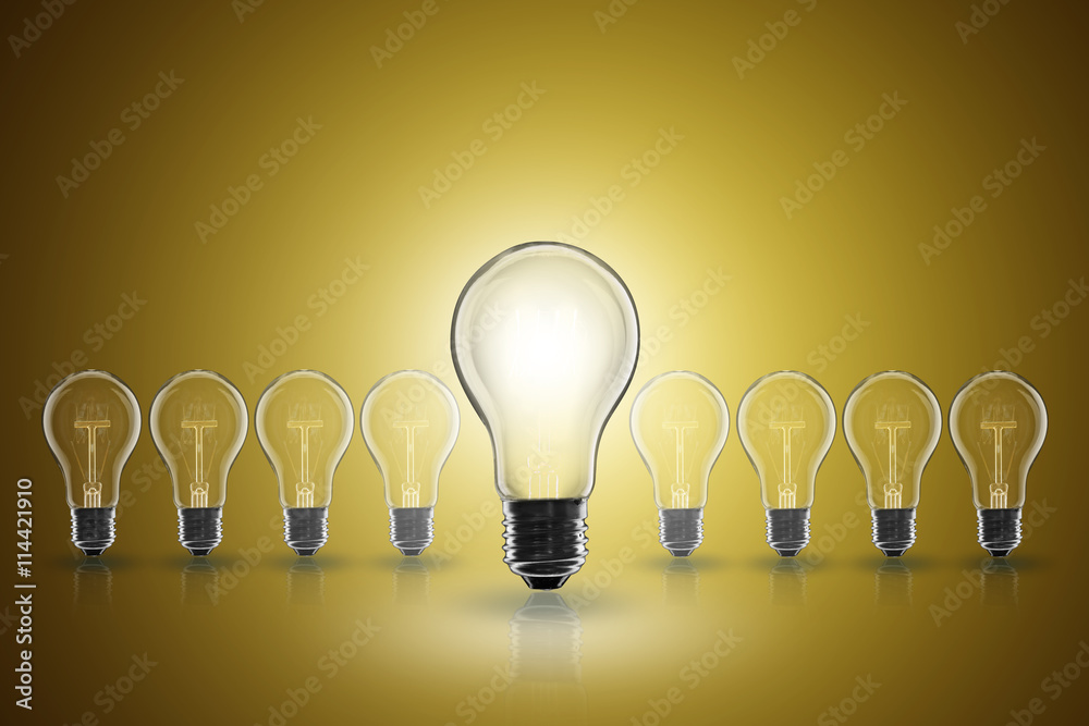 Idea concept -   light bulb on the color background