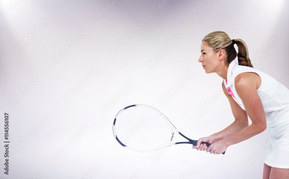 Composite image of athlete playing tennis with a racket 