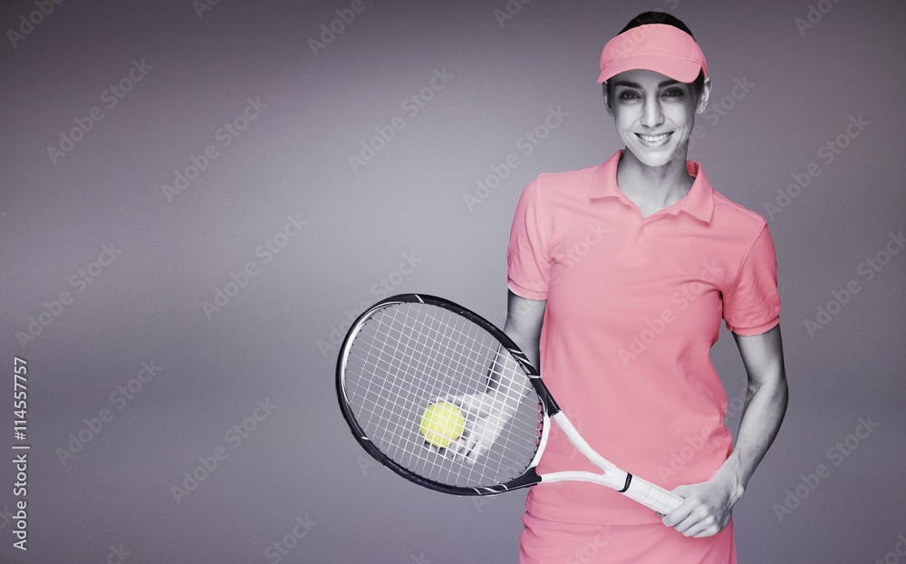 Composite image of female athlete playing tennis