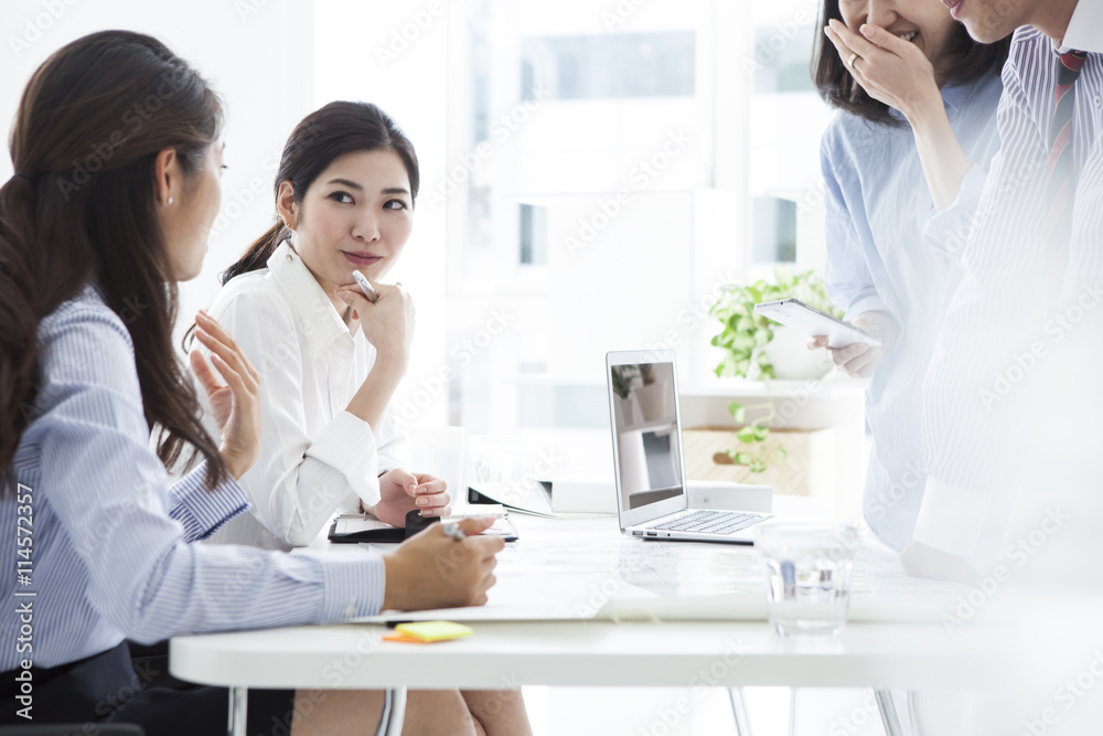 Businessman who has been a happily meeting