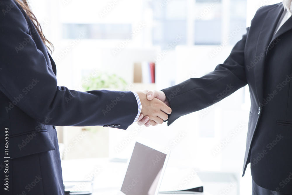 Business women are shaking hands in the office