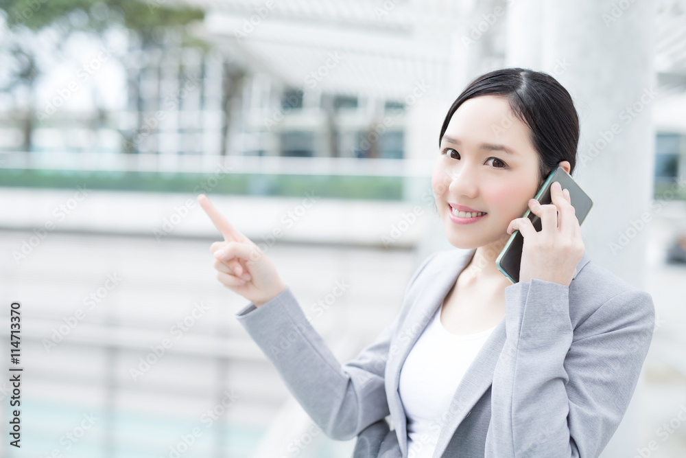 business woman speak smart phone