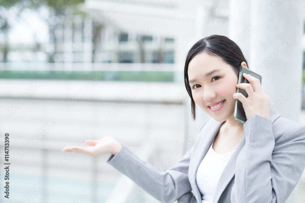 business woman speak smart phone