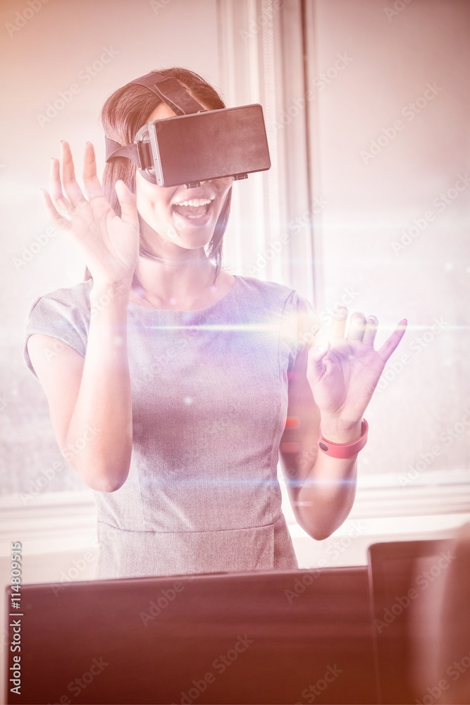 Business woman using 3D glasses