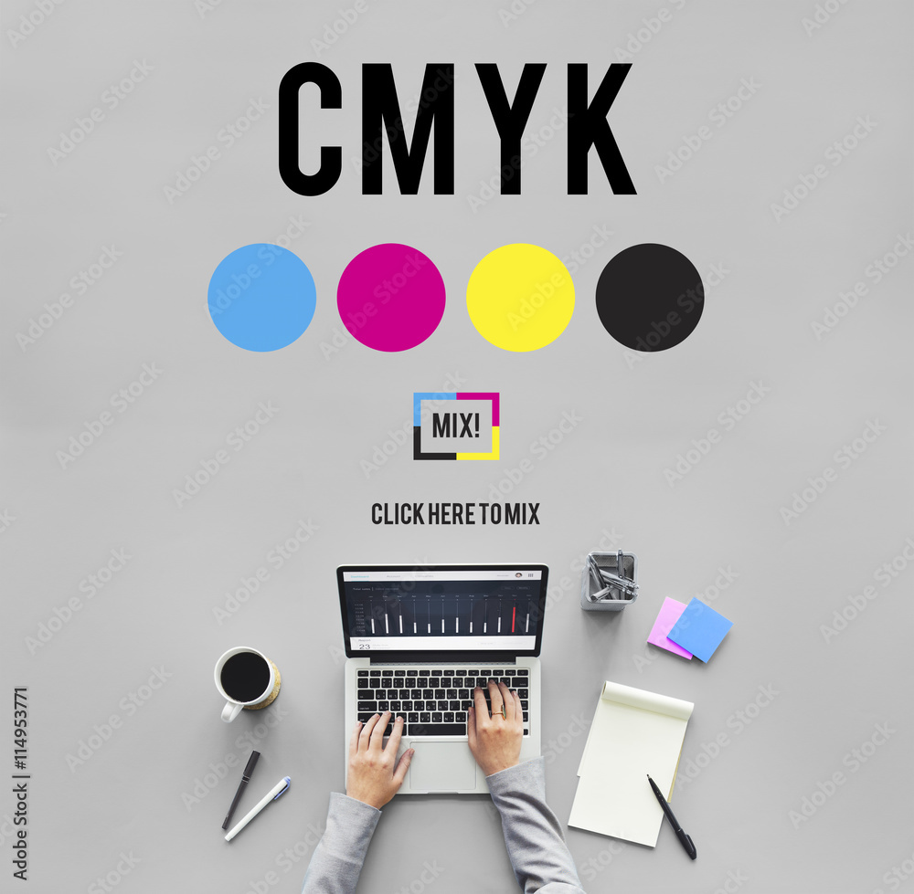 CMYK彩色印刷油墨颜色模型概念