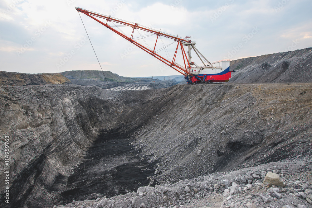 Coal mining in open pit