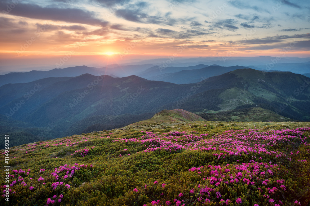 Beautiful sunset in the mountains