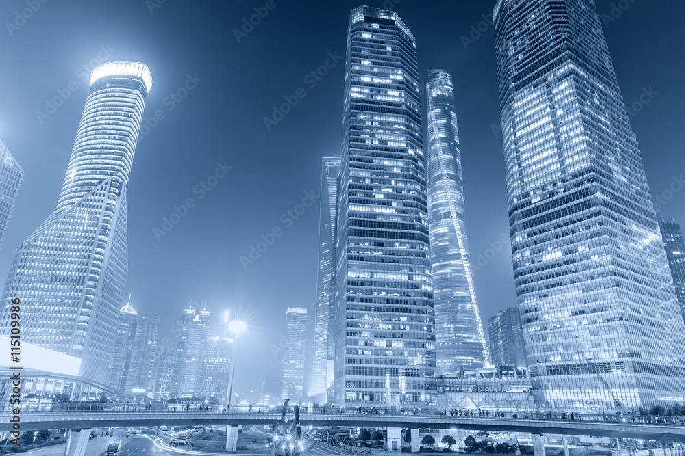 Beautiful modern cityscape at night in Shanghai锛孋hina