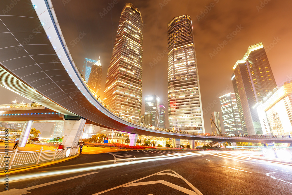 Beautiful modern cityscape at night in Shanghai，China