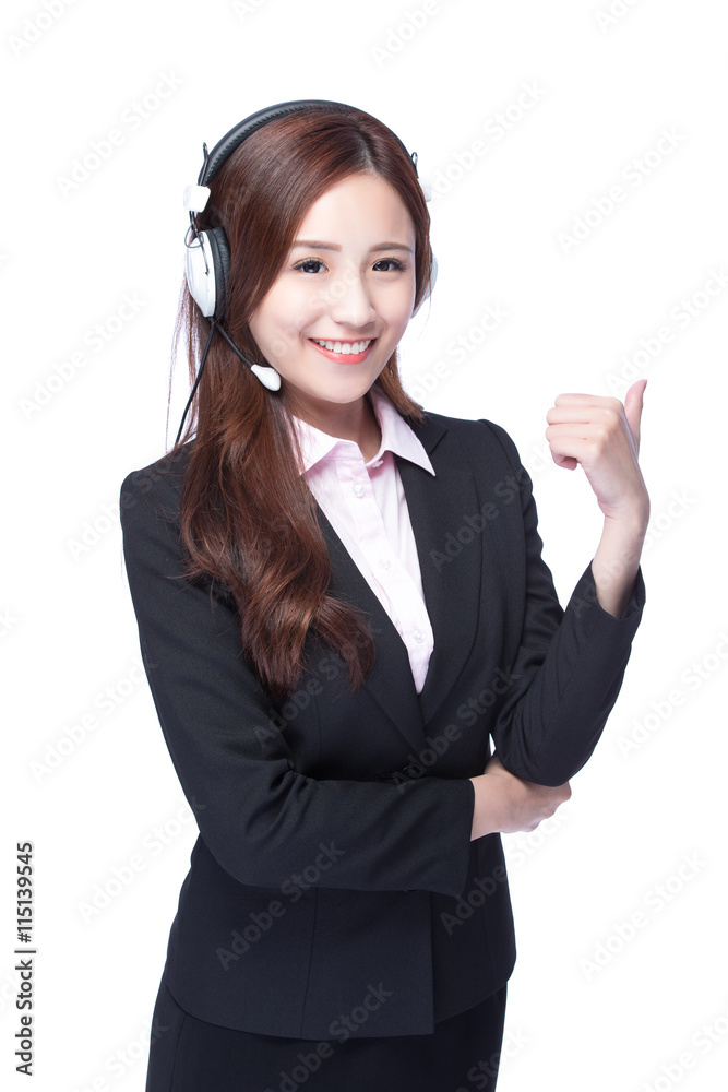 Smiling  young  woman with headphone