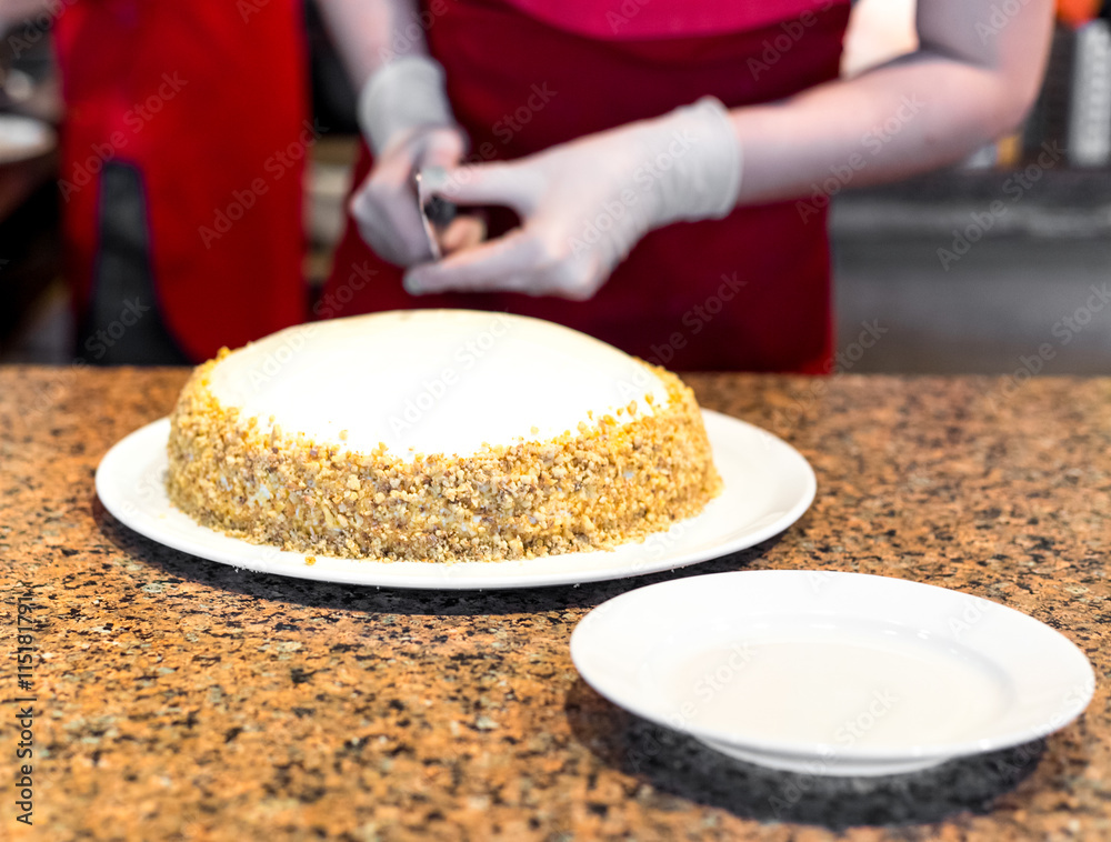 cooking homemade sponge cake decorating