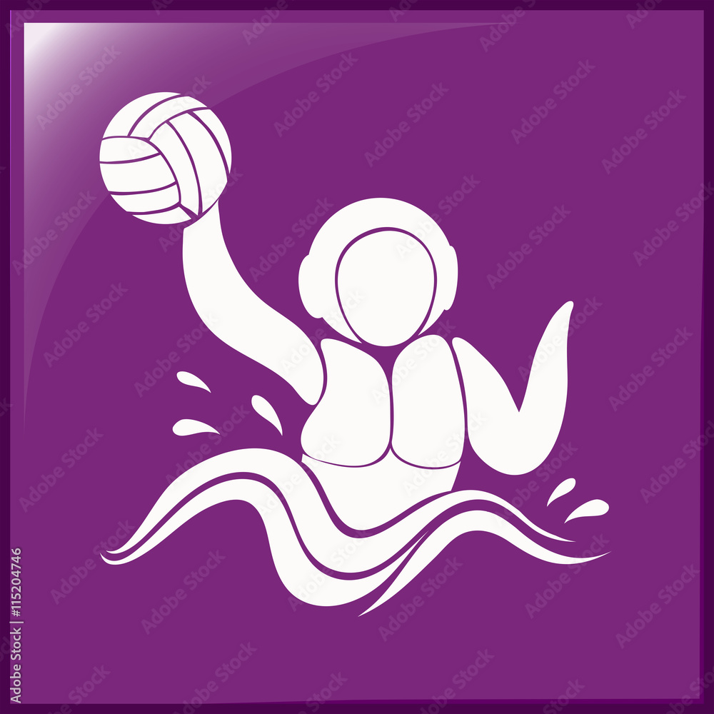 Water polo icon on purple background