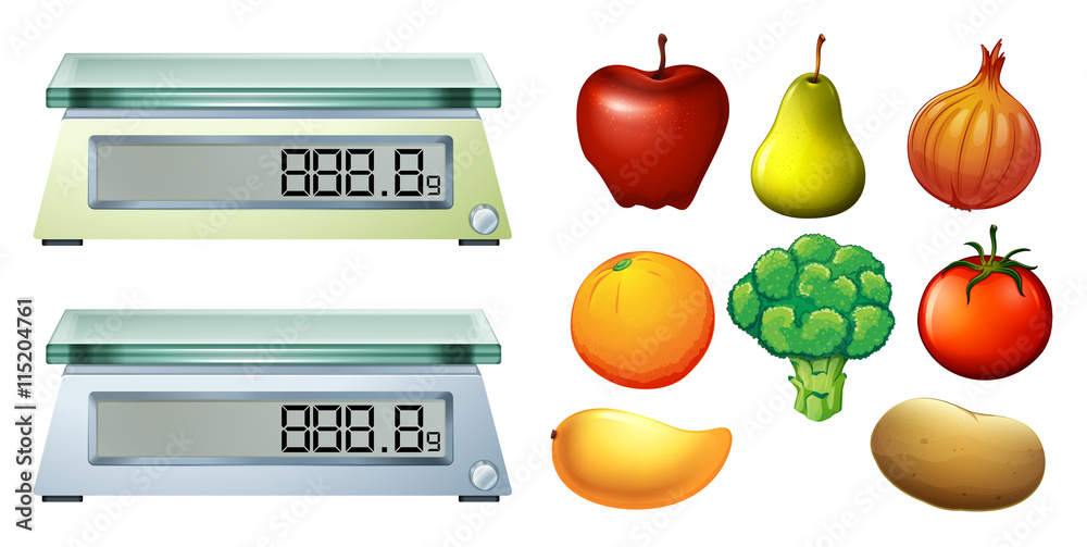 新鲜水果和量秤
