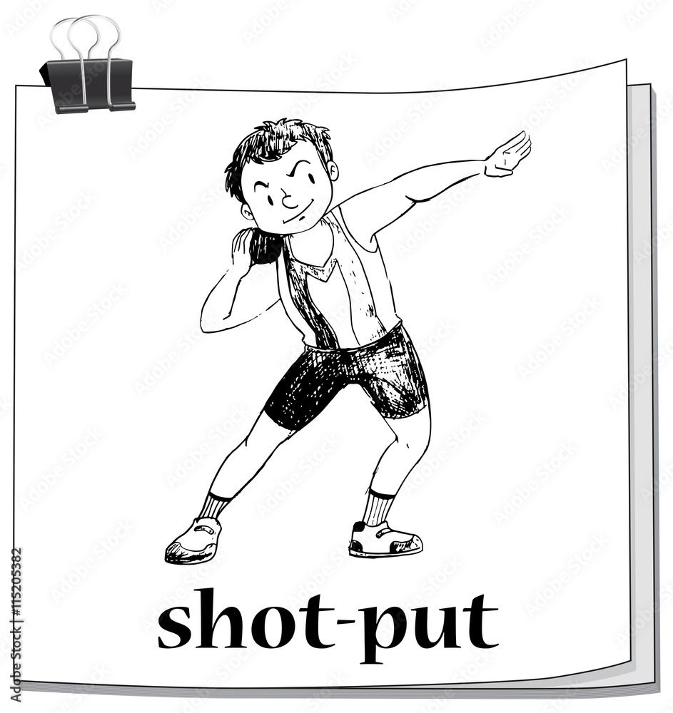 Shot put sport on paper