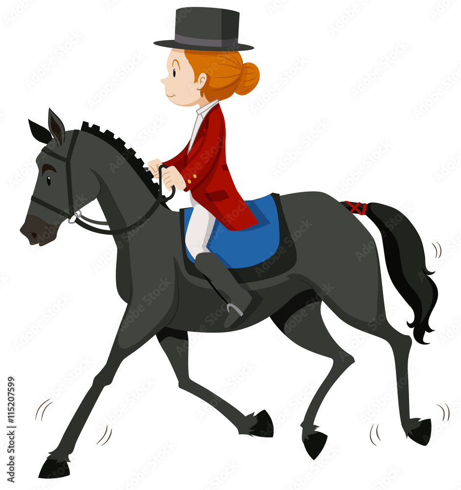 Female jockey on gray horse