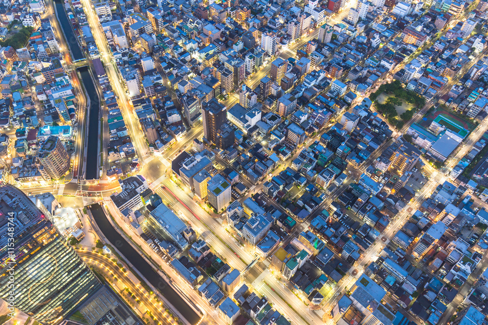 日本东京城市景观鸟瞰图