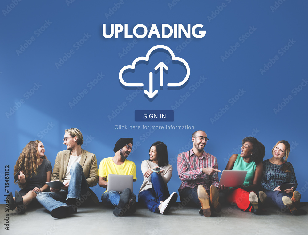 Uploading Upload Data Download Information Concept