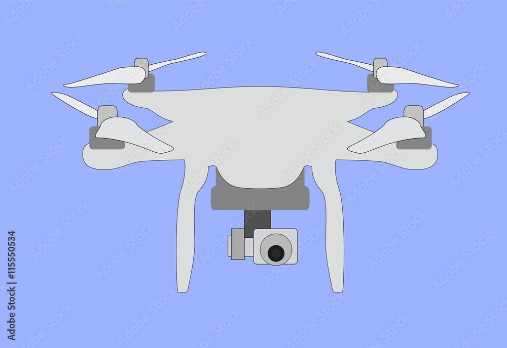 四旋翼机。带4个螺旋桨的无人机。矢量