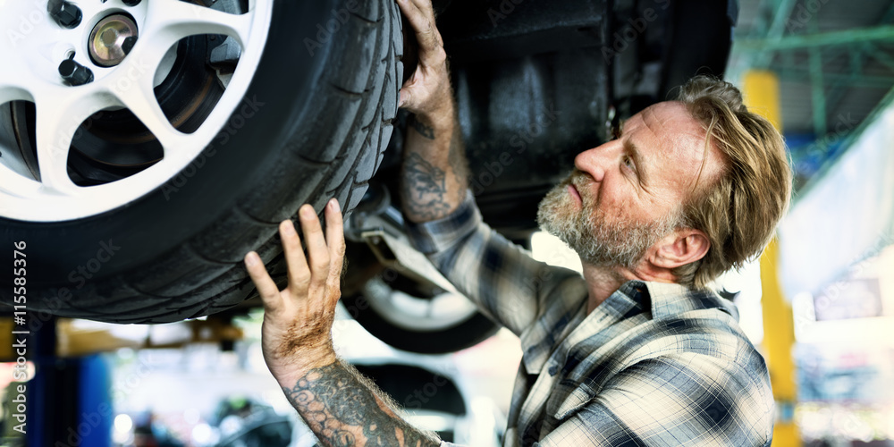 Garage Motor Maintenance Mechanic Fixing Spare Concept