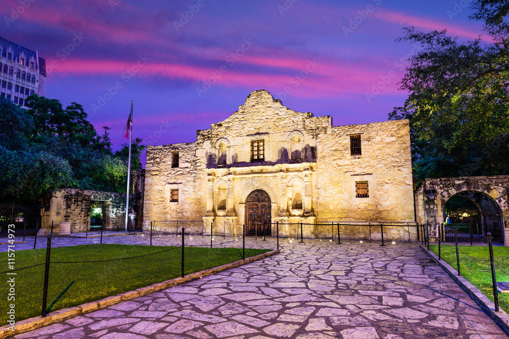 The Alamo in San Antonio, Texas, USA at Dawn.