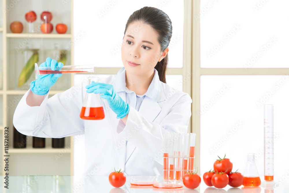 Laboratory analysis of apple gmo food for test