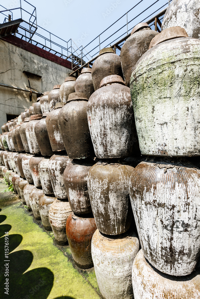 Traditional Chinese rice wine container in distillery