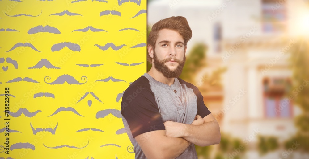 Composite image of portrait of confident hipster