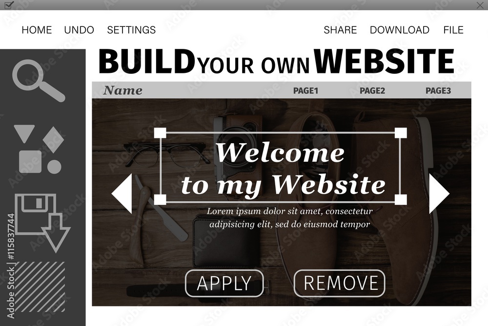 Composite image of build website interface