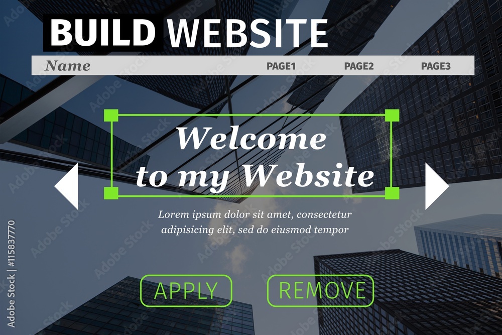 Composite image of build website interface