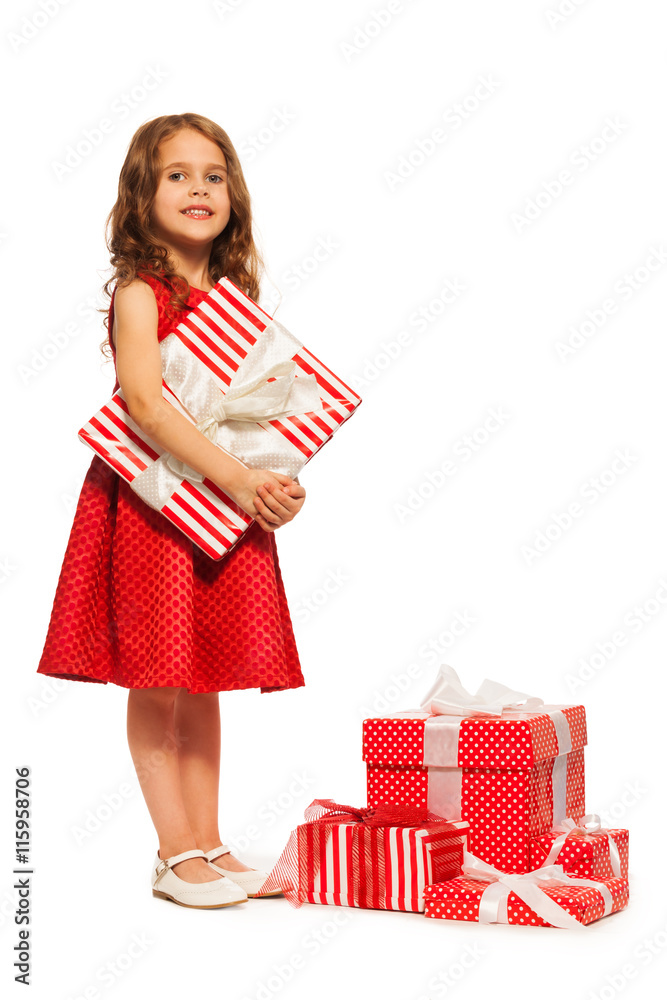 One little girl and so many Christmas presents