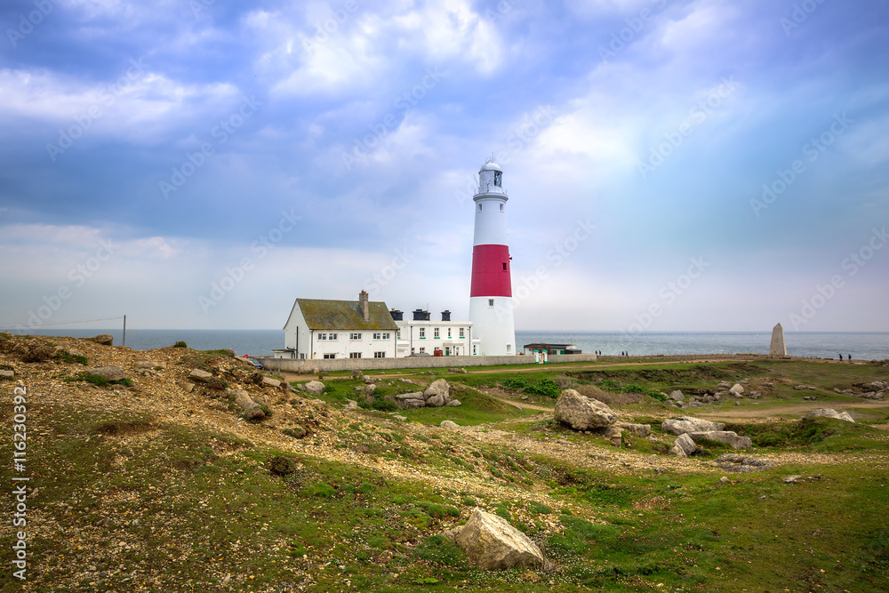 The Portland Bill Lighthouse on the Isle of Portland in Dorset, UK