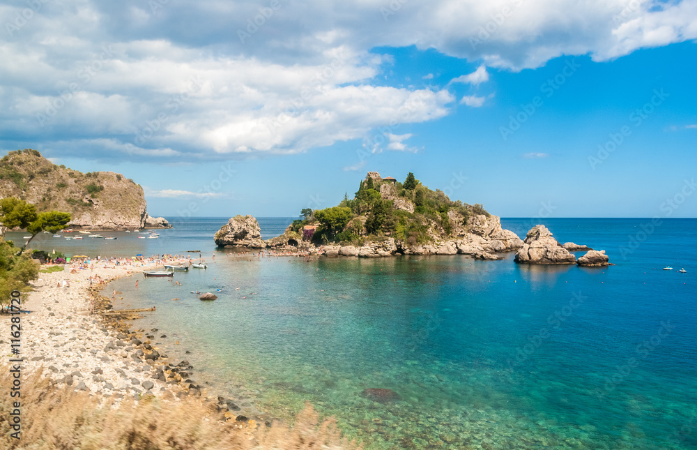 Isola Bella, in Taormina (Sicily), during the summer