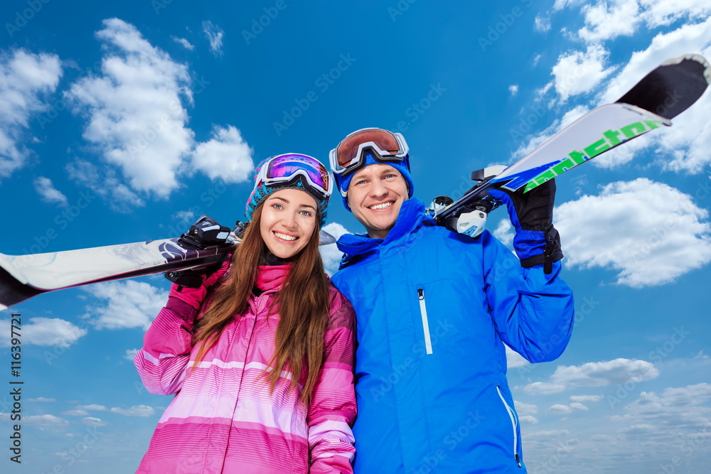 Smiling couple outdoors