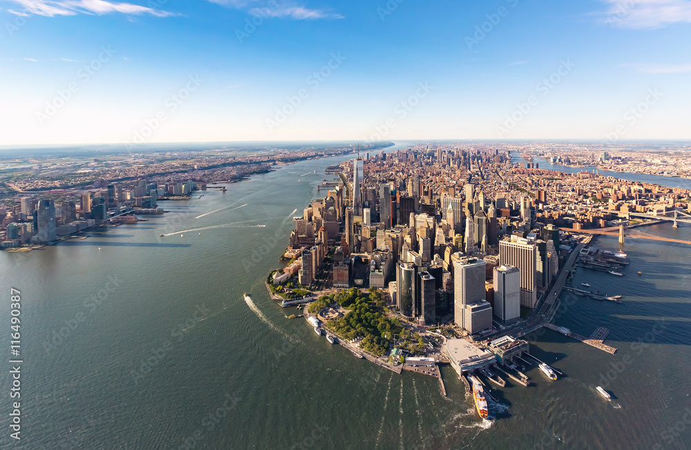 Aerial view of lower Manhattan New York City