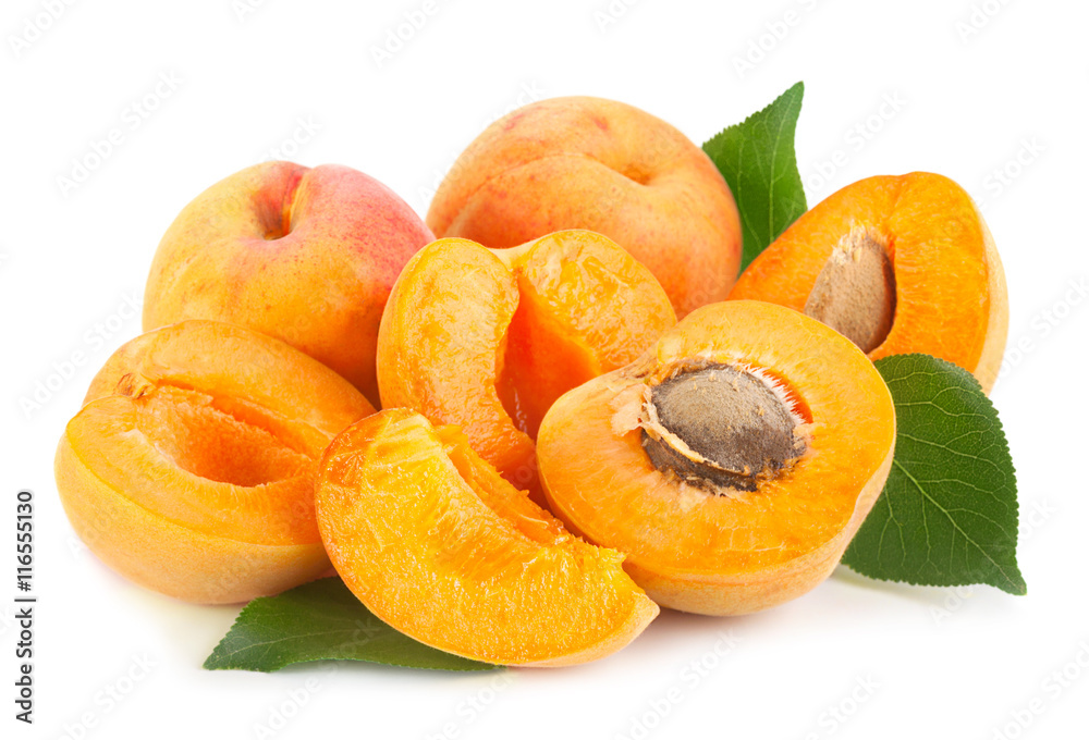 Apricot fruit on white