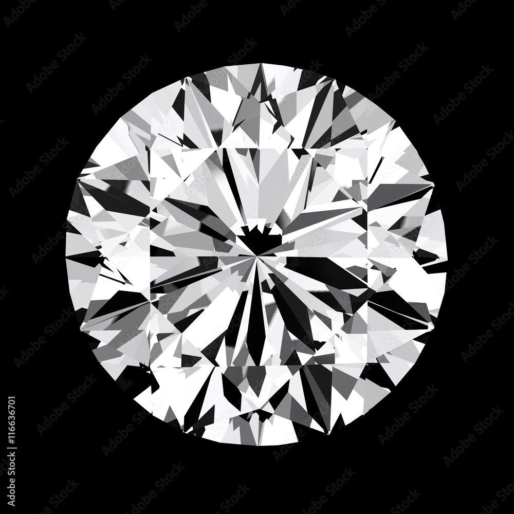 Diamond top view Close up , 3d 