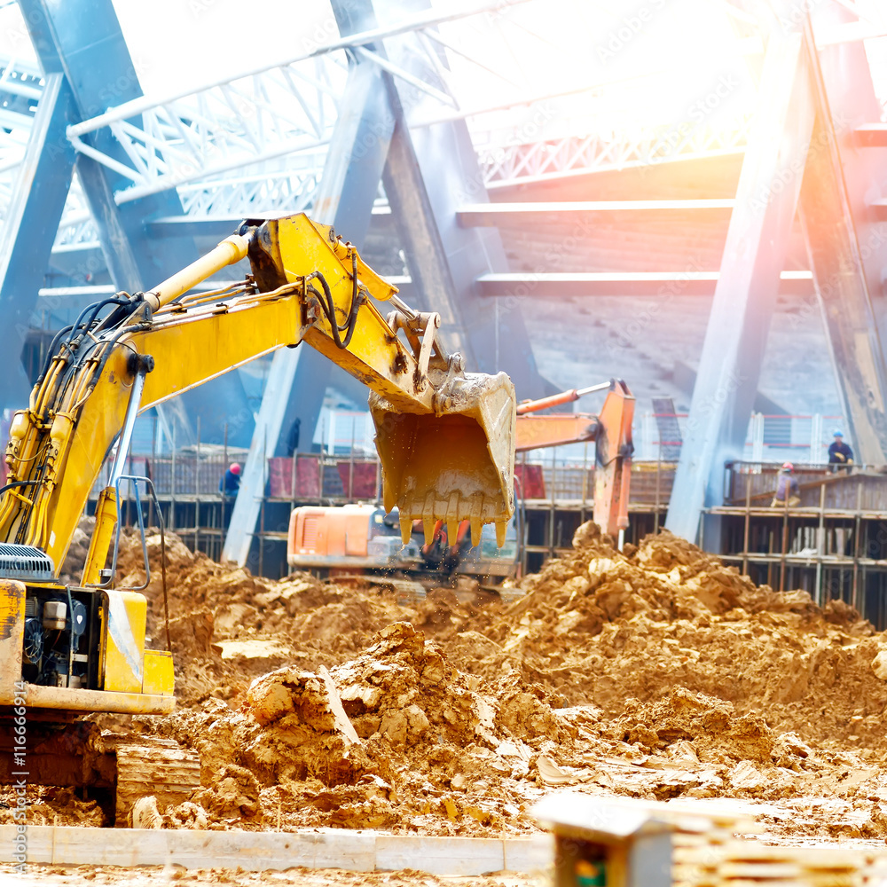 Excavator on the construction site