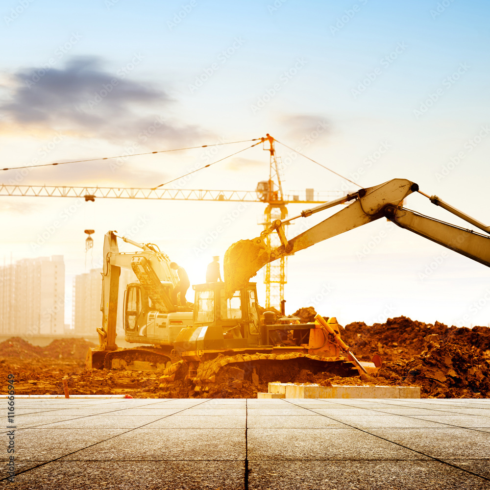 Excavator on the construction site