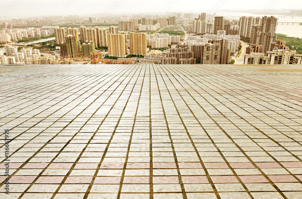 Floor tiles and urban landscape