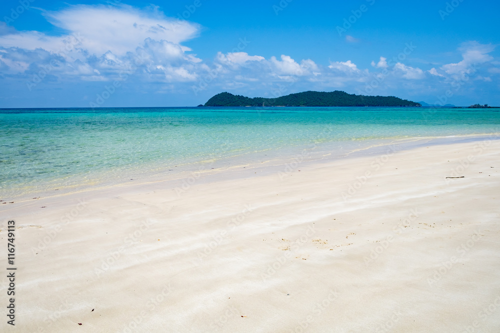 Sea beach colorful white sand smooth silvan at lipe island