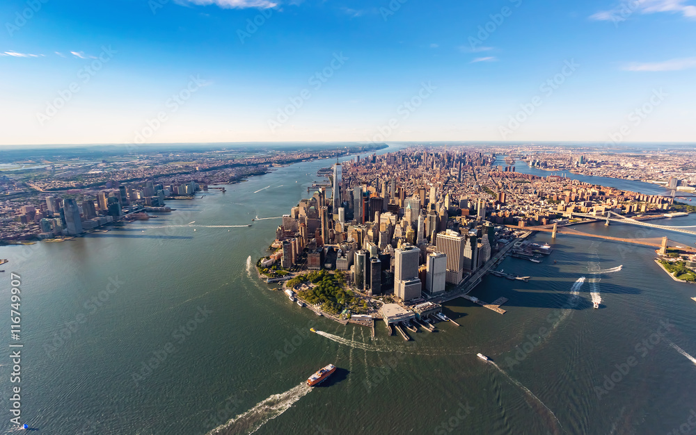 Aerial view of lower Manhattan New York City