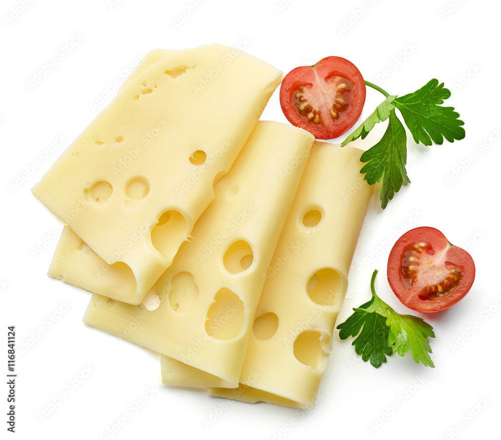 cheese slices on white background