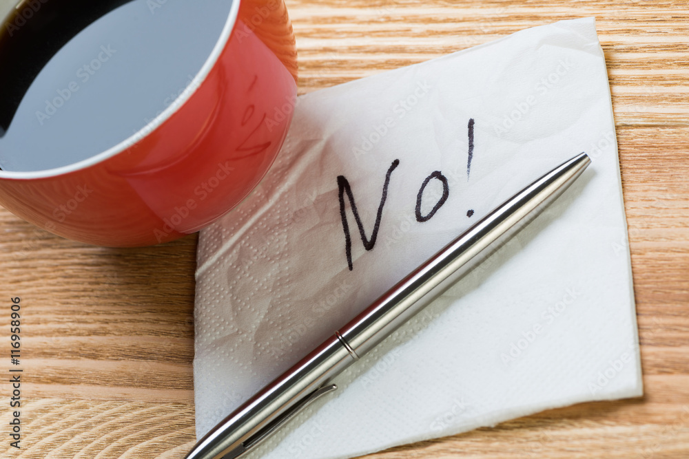 Romantic message written on napkin