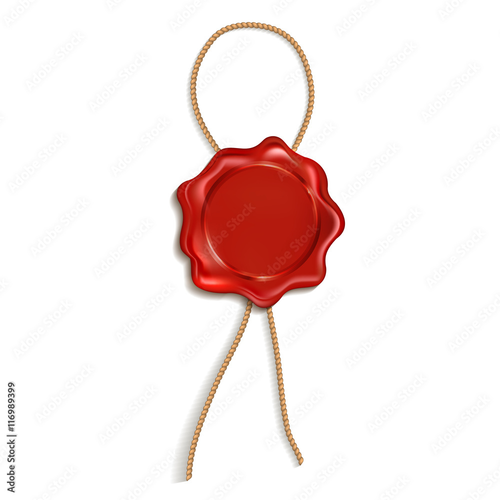 Red wax seal isolated on white