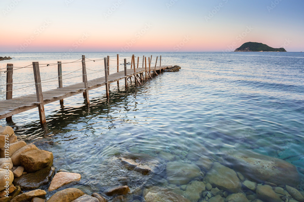 Sunset at Ionian sea on Zakhynthos island, Greece