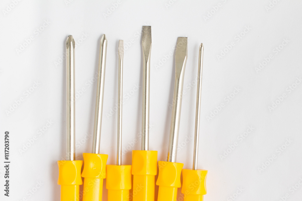 Six Yellow screwdriver